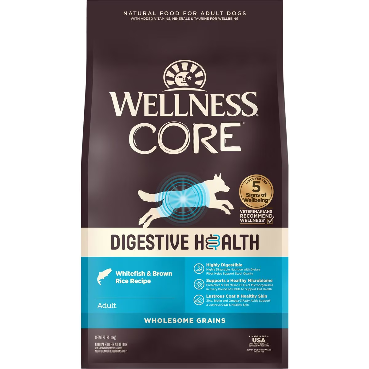 Wellness CORE Digestive Health Wholesome Grains Whitefish &amp; Brown Rice Recipe Dry Dog Food