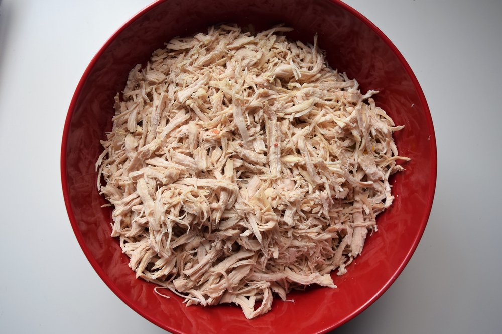 Shredded chicken breast bowl