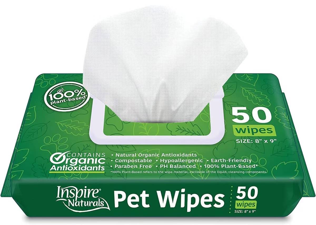 Inspire Naturals Plant-Based &amp; Compostable Dog Wipes