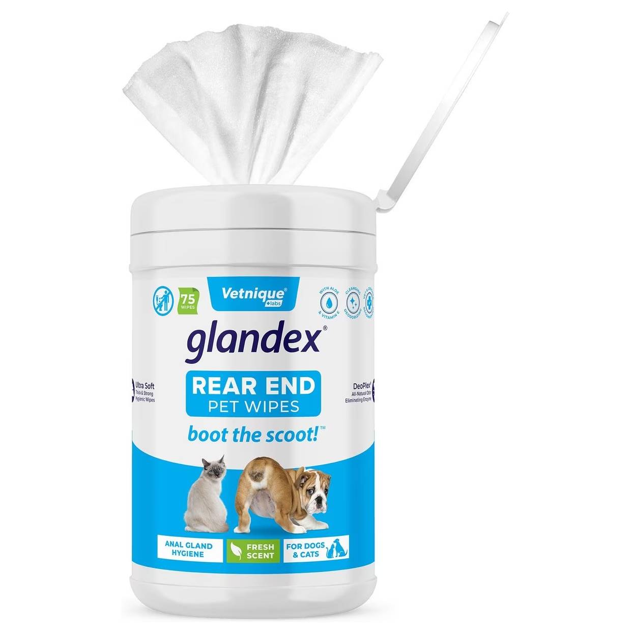 Vetnique Labs Glandex Wipes Cleansing &amp; Deodorizing Dog &amp; Cat Wipes
