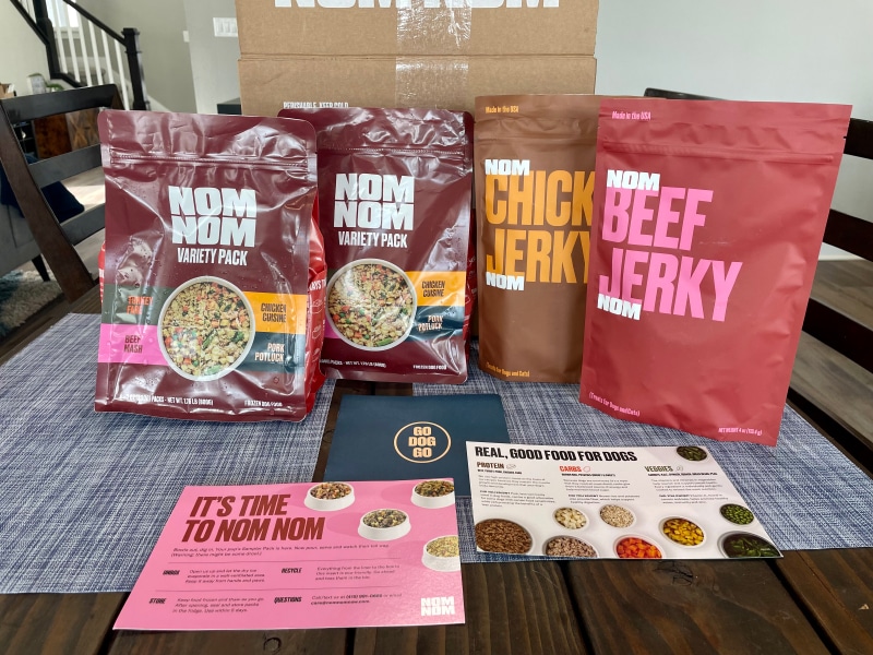 nom nom variety pack and jerky treats