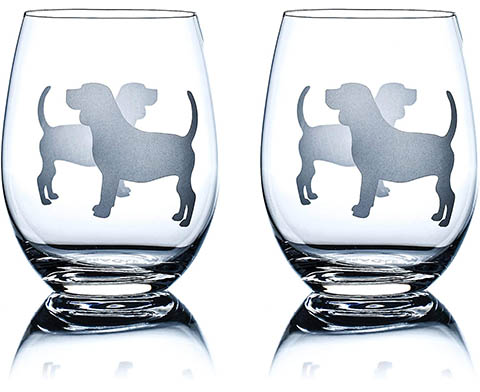 Beagle Stemless Wine Glasses