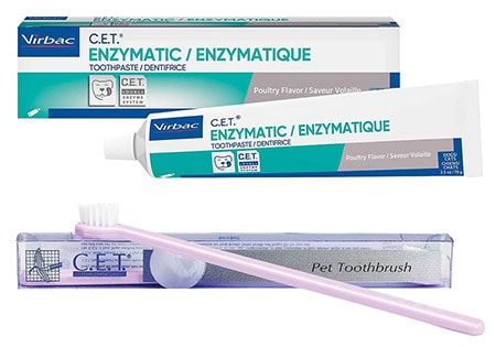 Bundle Virbac C.E.T. Enzymatic Poultry Flavor Dog &amp; Cat Toothpaste, 70 gram + Virbac C.E.T. Dog &amp; Cat Toothbrush, Color Varies