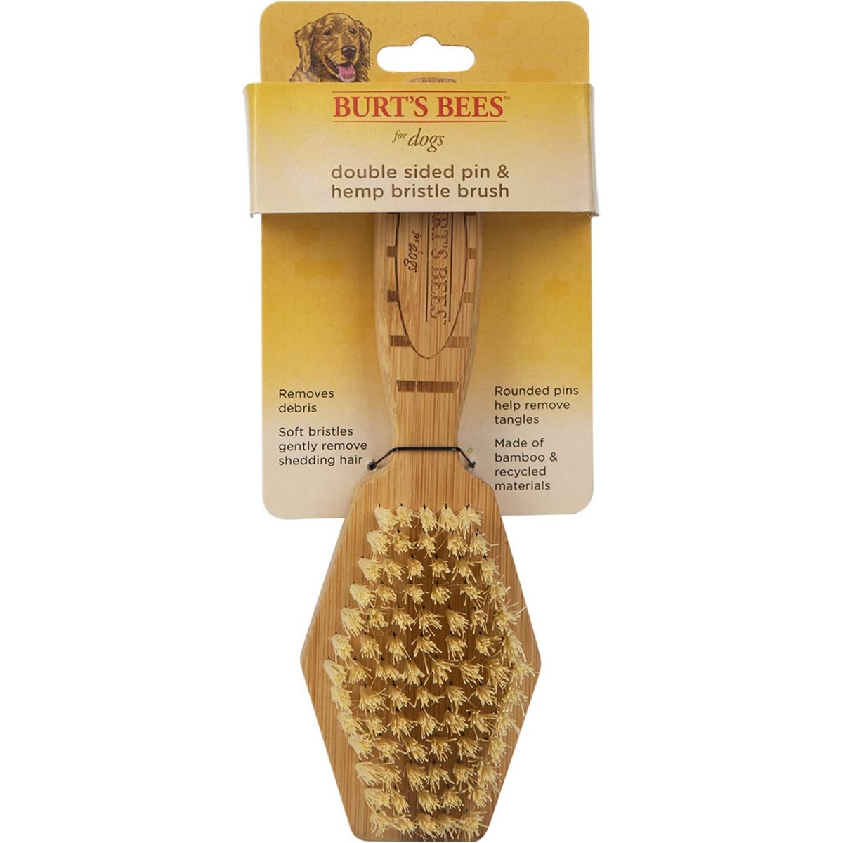 Burt's Bees Double Sided Pin & Hemp Bristle Dog Brush