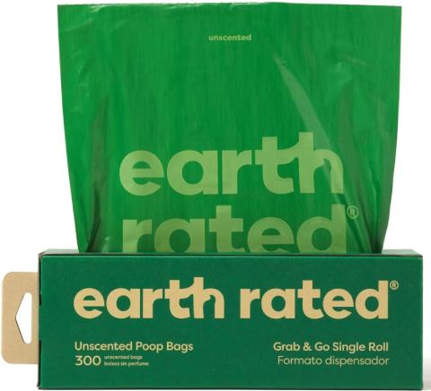 Earth Rated Dog Poop Bags, Thick Grab &amp; Go Single Roll