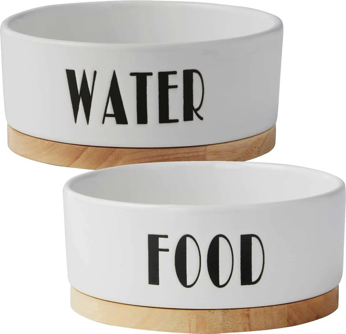 Frisco Ceramic Water Dog & Cat Bowl with Wood Base