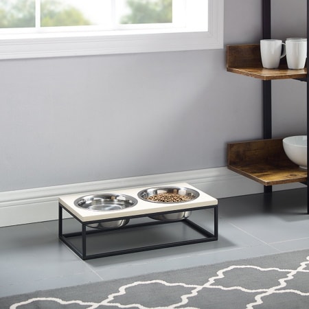 Sam’s Pets Wood & Steel Dog Bowl