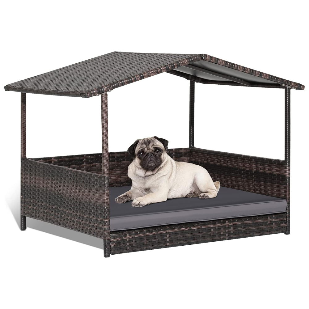 Tangkula Wicker Dog House
