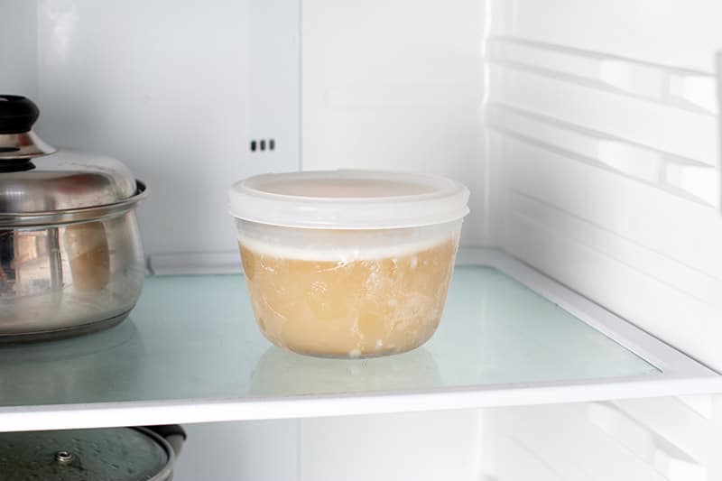 a bowl of Frozen broth