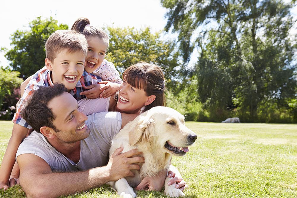 family with dog