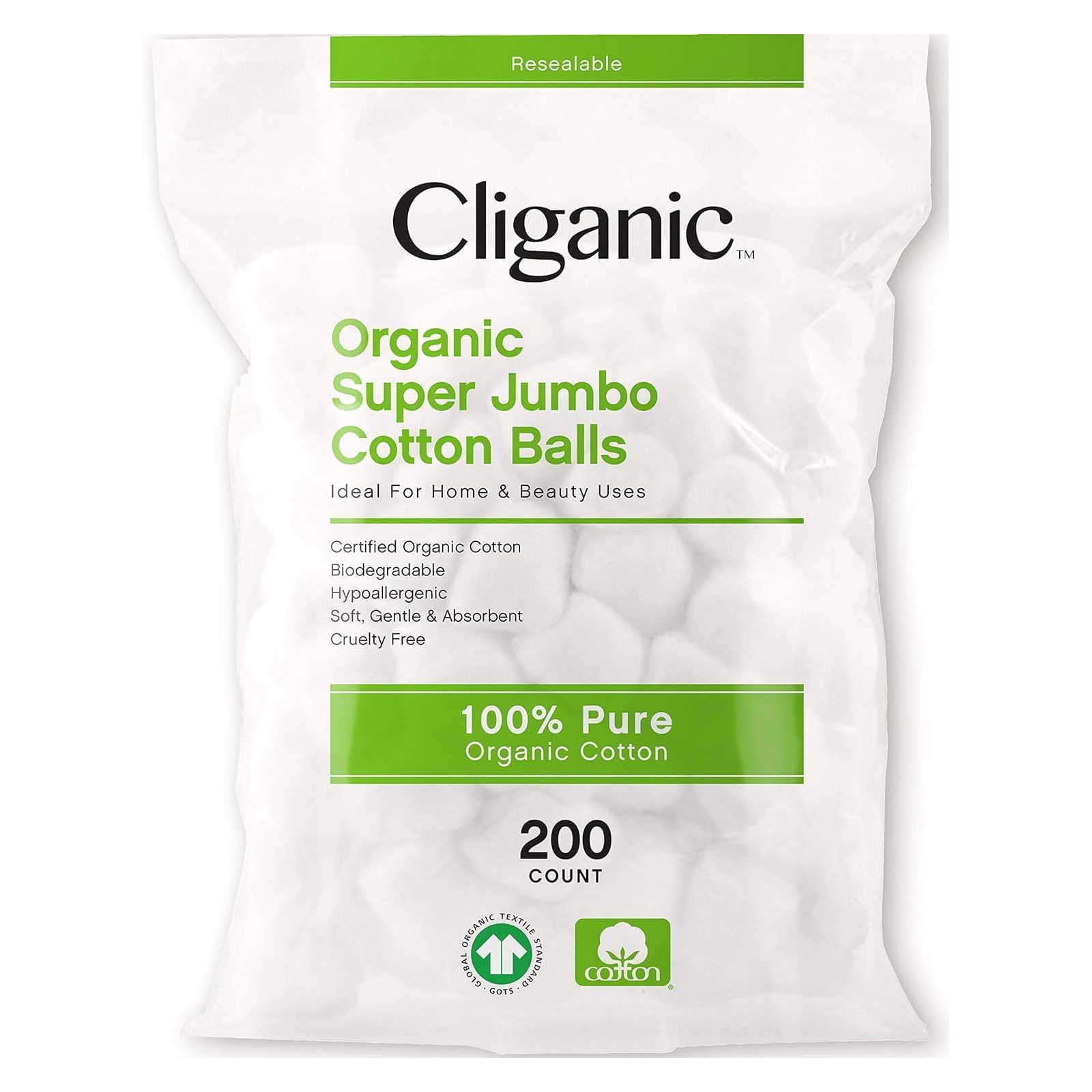 Cliganic Organic Super Jumbo Cotton Balls