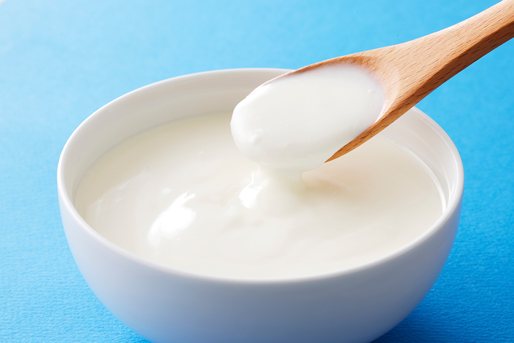 a bowl of plain yogurt