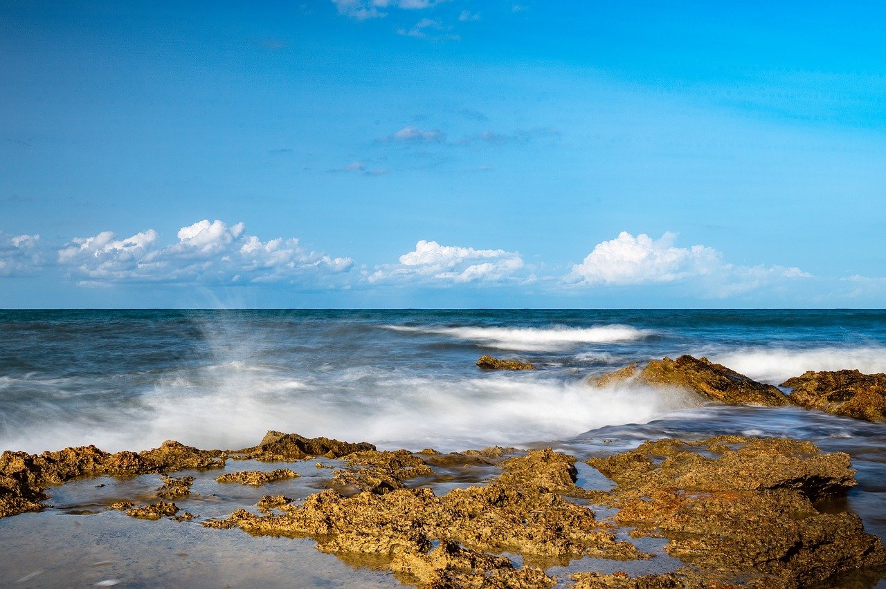 rocky beach with waves