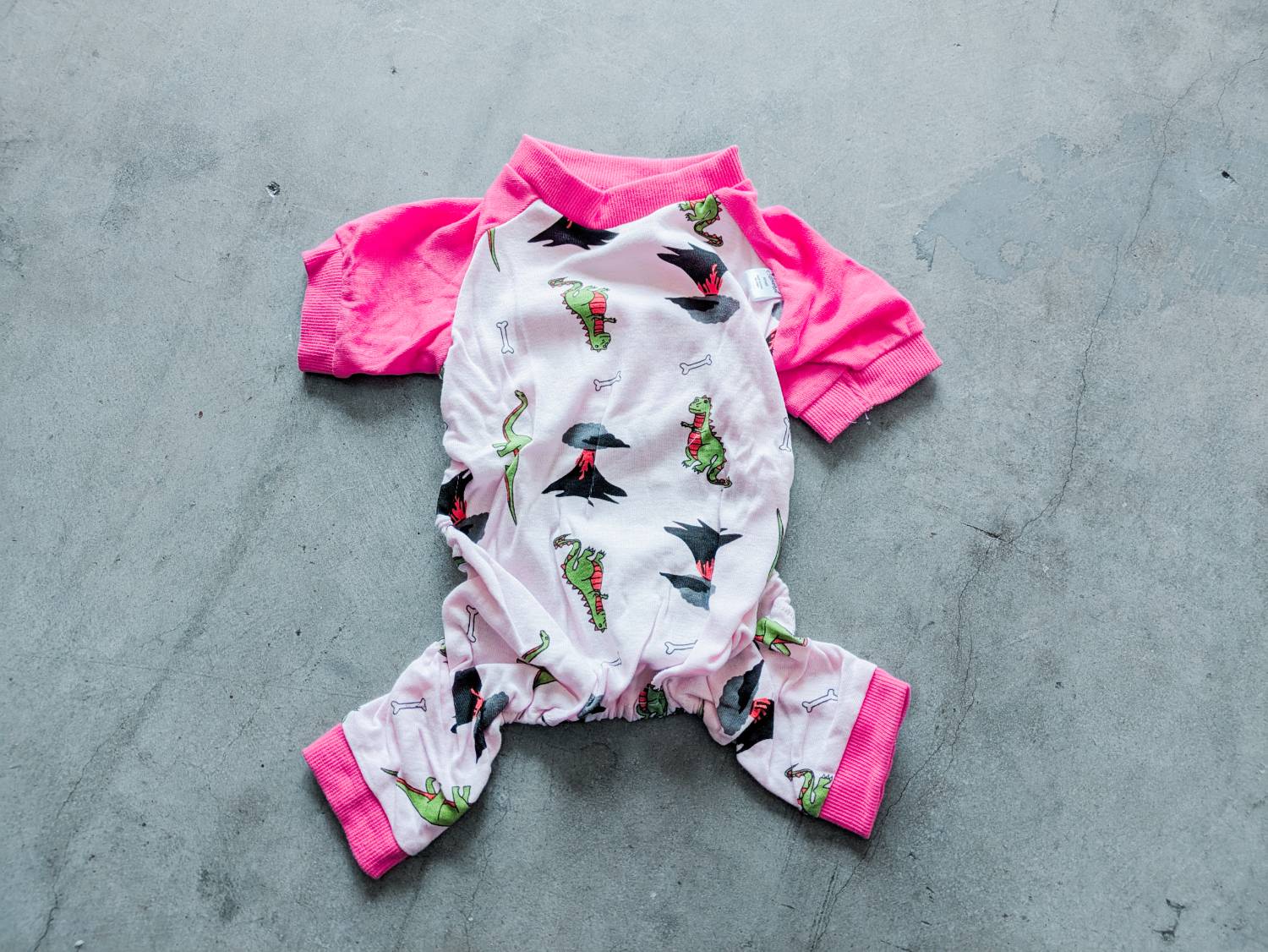 Leveret Dog Pink Dinosaur Pajamas Review - close up of product
